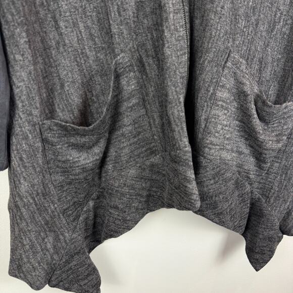 Logo Lori Goldstein Cardigan Women XS Charcoal Faux Suede Asymmetric Relaxed - Picture 4 of 8